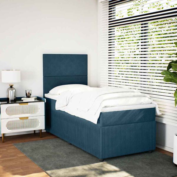 vidaXL Cama box spring con colch&oacute;n terciopelo azul 90x190 cm
