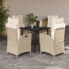 vidaXL Set comedor de jard&iacute;n 5 pzas con cojines rat&aacute;n sint&eacute;tico beige