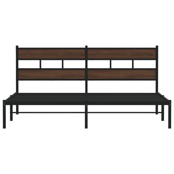 vidaXL Estructura cama con cabecero sin colch&oacute;n marr&oacute;n roble 200x200cm