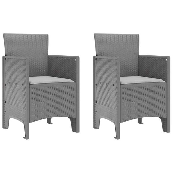 vidaXL Silla de Jardín 2 pcs Gris claro 53 x 49 x 85 cm PP