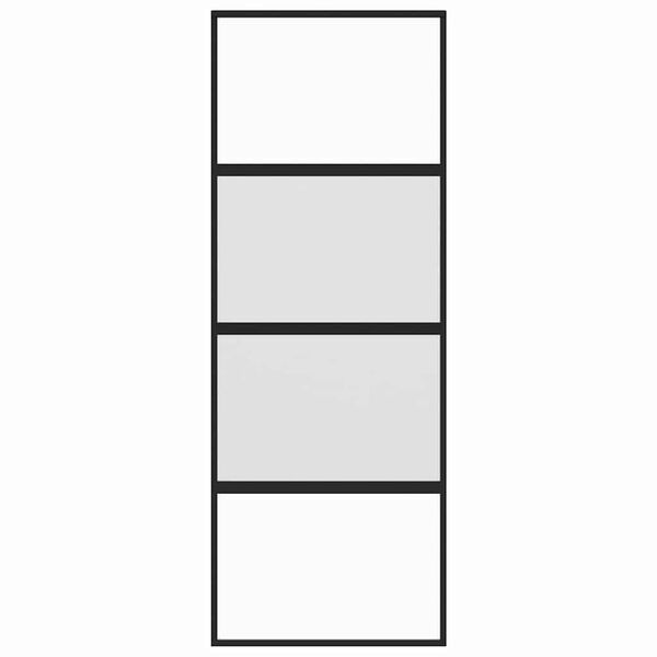 vidaXL Puerta corredera vidrio templado y aluminio negra 76x205 cm