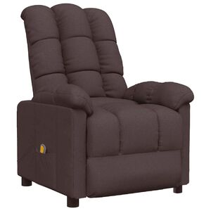vidaXL Sill&oacute;n de masaje el&eacute;ctrico tela marr&oacute;n oscuro