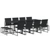 vidaXL Juego de comedor de jard&iacute;n 13 piezas textileno negro