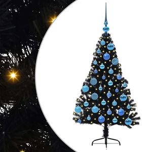 vidaXL &Aacute;rbol de Navidad Artificial Preiluminado Negro 120 cm PVC
