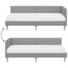 vidaXL Estructura de Cama Esquina con Colch&oacute;n 2 pcs Gris Claro tela