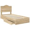 vidaXL Cama con almacenamiento con cabecera Roble Sonoma 75 x 190 cm