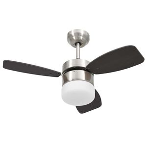 vidaXL Ventilador de techo con luz con mando marr&oacute;n oscuro 76 cm