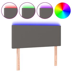 vidaXL Cabecero con LED cuero sint&eacute;tico gris 100x5x78/88 cm