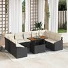 vidaXL Conjunto de sof&aacute; de jard&iacute;n 10 pcs Negro Polirat&aacute;n