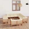 vidaXL Set de muebles de jard&iacute;n 11 pzs cojines madera pino marr&oacute;n miel