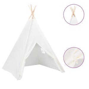 vidaXL Tienda tipi ni&ntilde;os y bolsa piel melocot&oacute;n blanco 120x120x150cm
