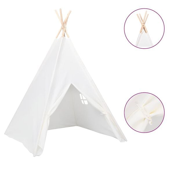 vidaXL Tienda tipi ni&ntilde;os y bolsa piel melocot&oacute;n blanco 120x120x150cm