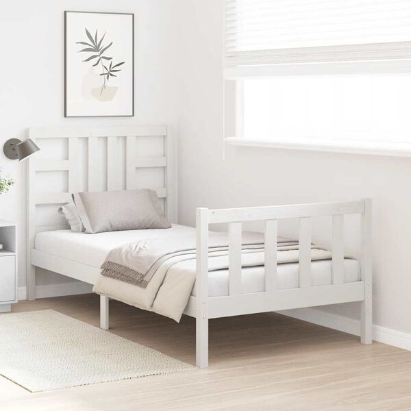 vidaXL Estructura de cama sin colch&oacute;n madera maciza blanca 90x190 cm