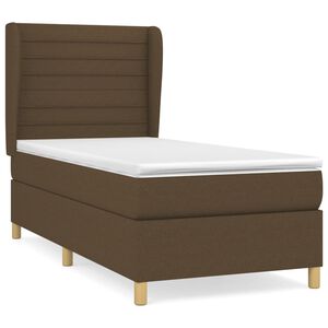 vidaXL Cama box spring con colch&oacute;n tela marr&oacute;n oscuro 80x200 cm