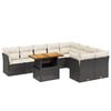vidaXL Set de sof&aacute;s de jard&iacute;n 10 pzas cojines rat&aacute;n sint&eacute;tico negro