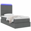 vidaXL Cama con almacenamiento y LED Gris oscuro 90 x 200 cm Poli&eacute;ster