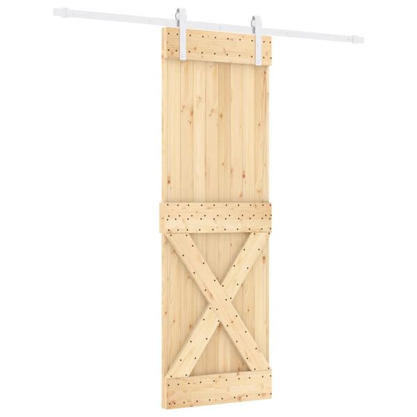 vidaXL Puerta corredera con herrajes madera maciza de pino 70x210 cm
