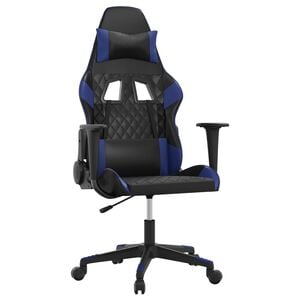 vidaXL Silla gaming de masaje cuero sint&eacute;tico negro y azul