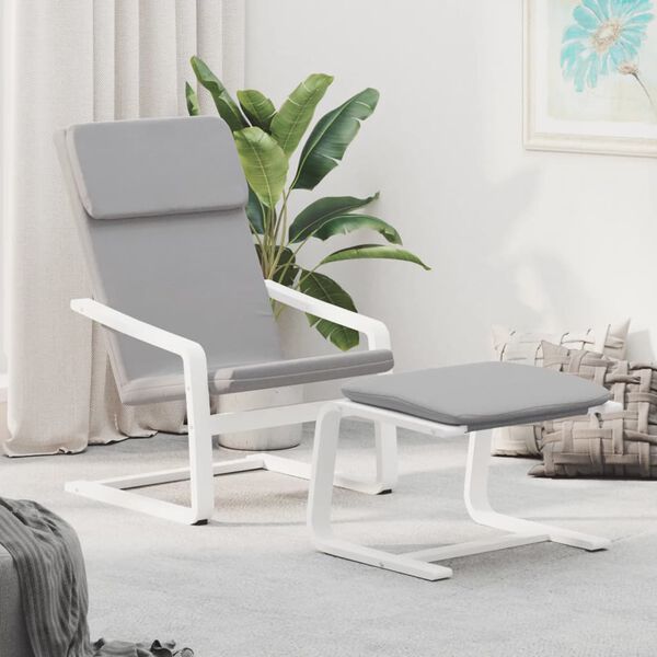 vidaXL Sillón de relax con taburete tela gris claro