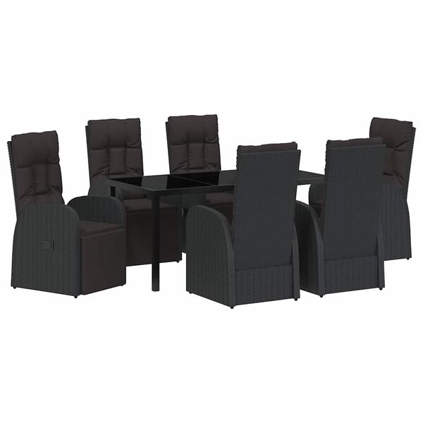 vidaXL Conjunto de Comedor de Jard&iacute;n 7 pcs Negro rat&aacute;n sint&eacute;tico