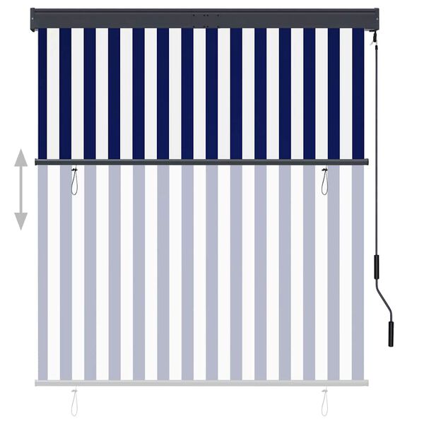 vidaXL Estor enrollable de exterior azul y blanco 140x250 cm