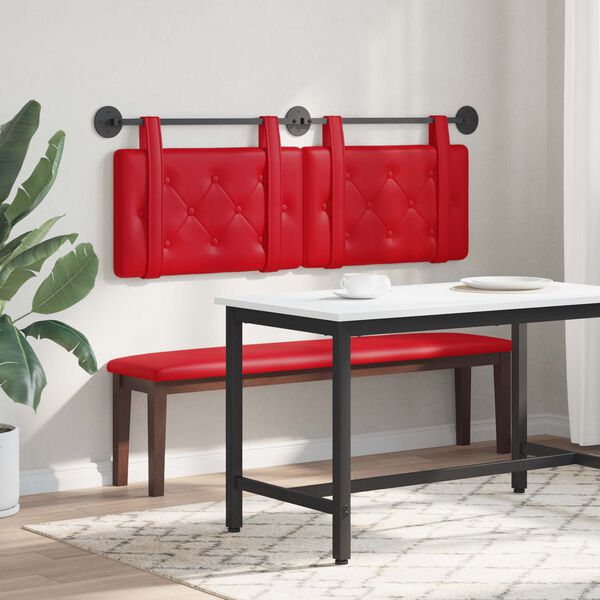 vidaXL Cabecera Colgante Rojo 130 x 55 x 5 cm Cuero sint&eacute;tico