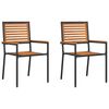vidaXL Sillas apilables de jardín 2 pcs Marrón y Negro