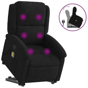 vidaXL Sill&oacute;n reclinable de masaje elevable terciopelo negro