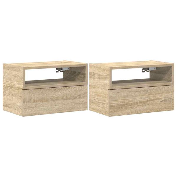 vidaXL Mesitas de noche de pared 2 unidades roble sonoma 45x26x28,5 cm
