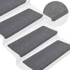 vidaXL Alfombrilla autoadhesiva de escalera 15 uds gris 65x24,5x3,5 cm