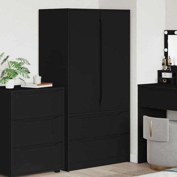vidaXL Gabinete de Ba&ntilde;o Negro 79,5 x 49 x 156 cm Madera contrachapada