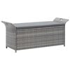 vidaXL Banco con almacenaje con coj&iacute;n rat&aacute;n sint&eacute;tico gris 138 cm