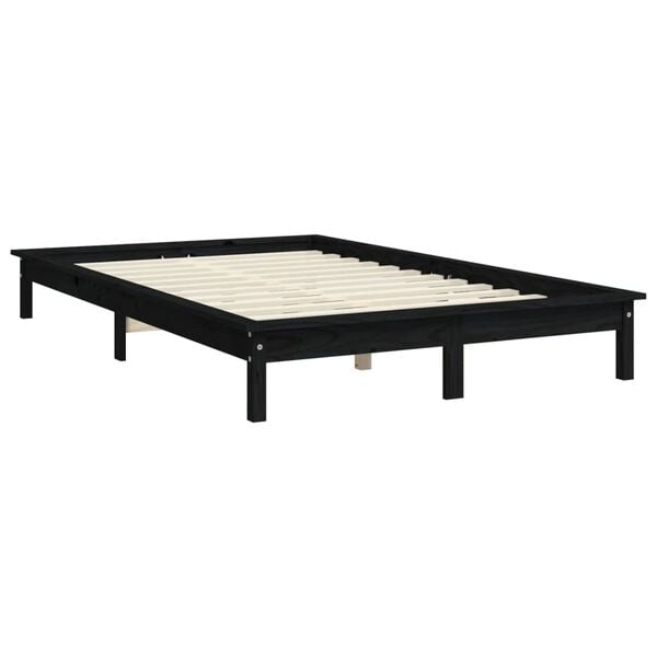vidaXL Estructura de cama de madera maciza de pino negro 160x200 cm