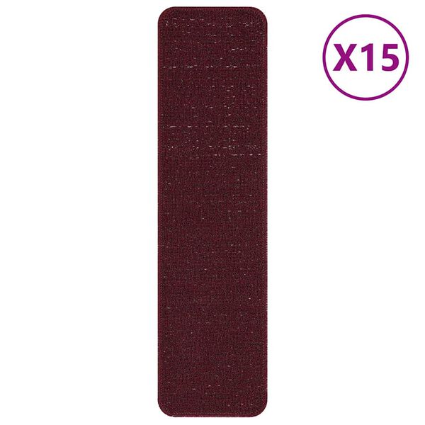 vidaXL Alfombrillas Antideslizantes para Escalera 15 pcs Burdeos