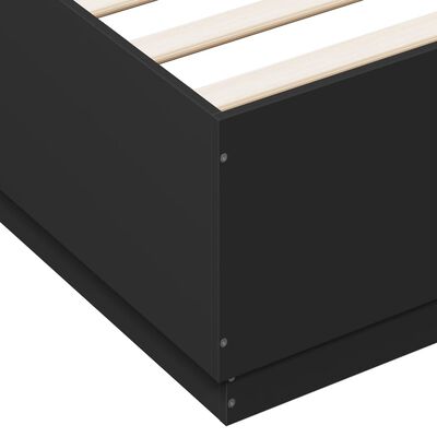vidaXL Estructura cama con luces LED madera ingeniería negro 120x200cm