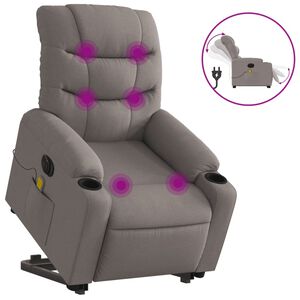 vidaXL Sill&oacute;n de masaje el&eacute;ctrico reclinable elevable tela taup&eacute;