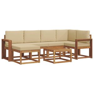 vidaXL Conjunto de sof&aacute;s de exterior con coj&iacute;n 7 pcs Natural y Beige