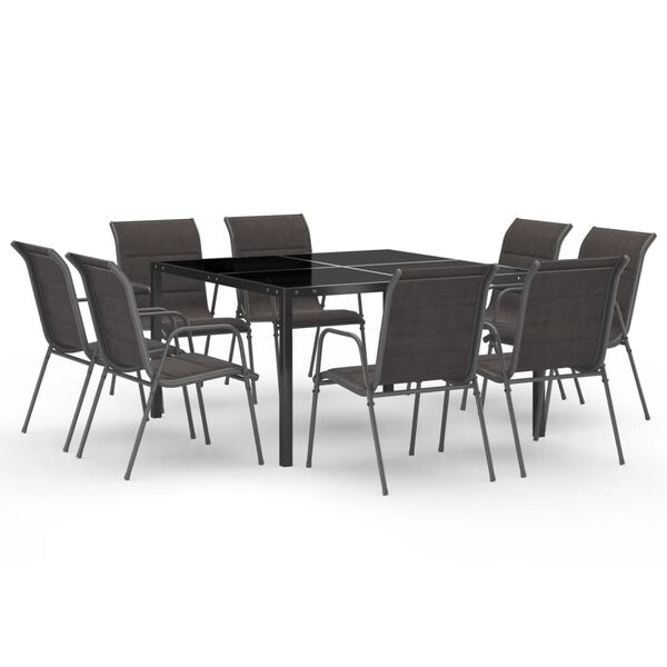 vidaXL Juego de comedor de jard&iacute;n 9 piezas acero