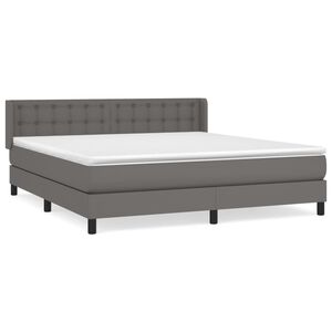 vidaXL Cama box spring con colch&oacute;n cuero sint&eacute;tico gris 180x200 cm