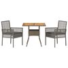 vidaXL Conjunto de Comedor de Jardín 3 pcs Gris ratán sintético