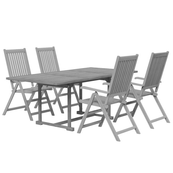 vidaXL Juego de comedor de jard&iacute;n 5 piezas madera maciza de acacia
