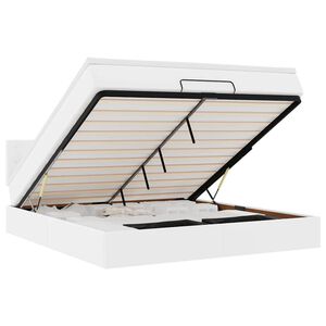 vidaXL Cama otomana colch&oacute;n&LED cuero sint&eacute;tico blanco puro 180x200cm