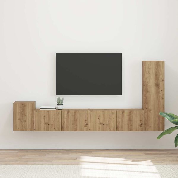 vidaXL Conjunto de mueble de TV 3 pcs Roble artesanal