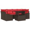 vidaXL Conjunto de sof&aacute; de jard&iacute;n 7 uds. Marr&oacute;n y Rojo Polirat&aacute;n
