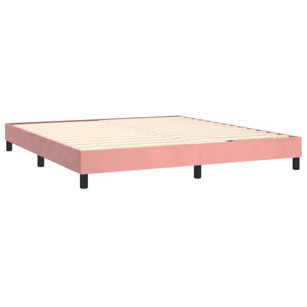 vidaXL Cama box spring con colch&oacute;n terciopelo rosa 160x200 cm