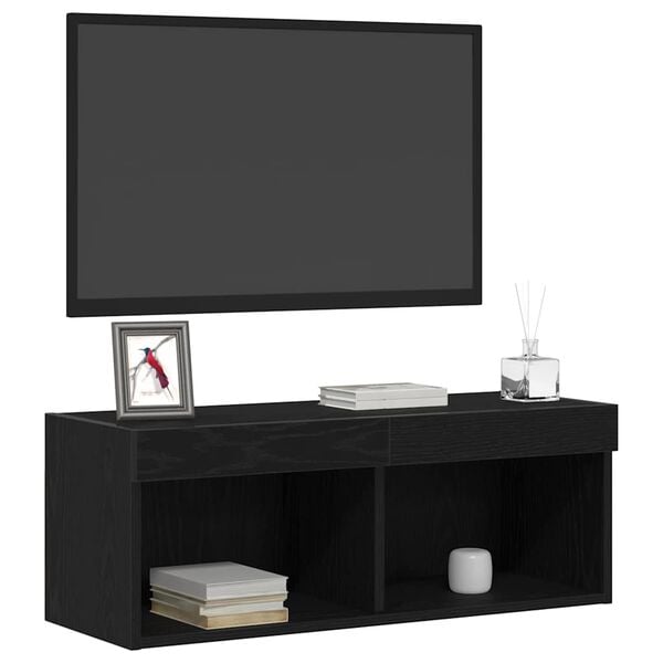 vidaXL Conjunto de mueble de TV Roble Negro 80 x 30 x 30 cm