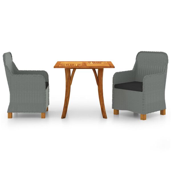 vidaXL Juego de comedor para jard&iacute;n 3 piezas gris claro