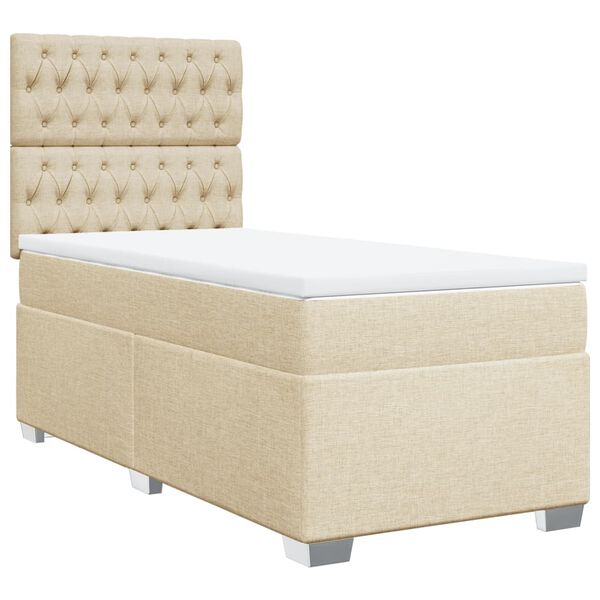 vidaXL Cama box spring con colch&oacute;n tela color crema 90x190 cm