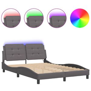vidaXL Estructura de cama con LED sin colch&oacute;n Zadar gris 140x190 cm