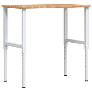 vidaXL Banco de trabajo rectangular madera maciza 100x60x(71,5-98) cm